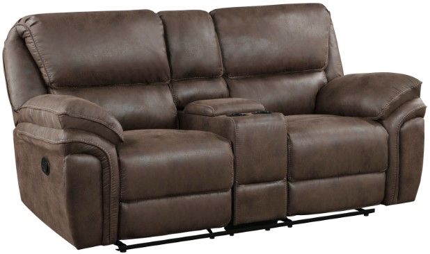 Homelegance® Proctor Brown Manual Double Reclining Console Loveseat-0