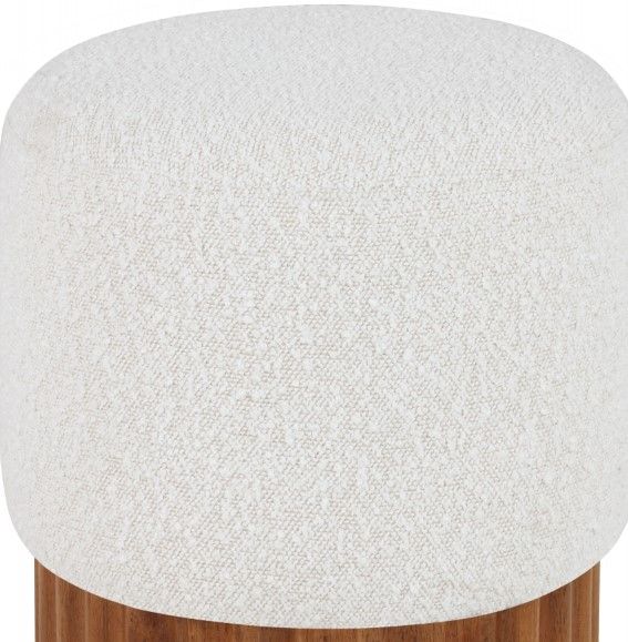 Meridian Furniture Veranda Cream/Walnut Boucle Fabric Ottoman-2