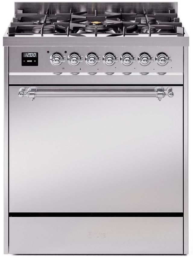 Ilve® Nostalgie II Series 30" Stainless Steel Pro Style Dual Fuel Range-0