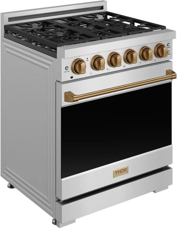 Thor Kitchen Gordon Ramsay Collection 30" Stainless Steel Pro Style Gas Range with Precision Knob Control and Bronze Trim-2