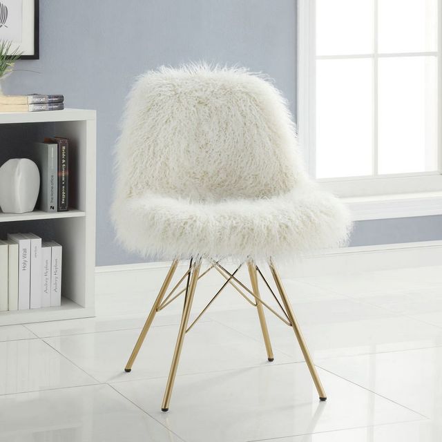 Linon Remy Gold/White Flokati Chair-1