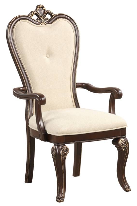 New Classic® Home Furnishings Montecito Beige/Cherry Dining Arm Chair-0