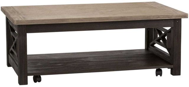 Liberty Furniture Heatherbrook Ash Cocktail Table with Charcoal Base-0