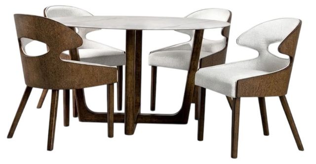 New Classic® Home Furnishings Karsen 5-Piece Light Beige/Walnut Table Dining Set-0