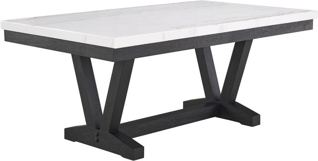 Crown Mark Genuine White Dining Table with Black Base-0