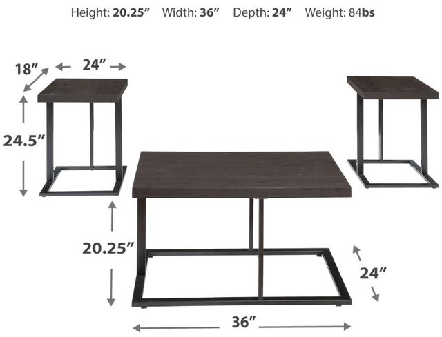 Signature Design by Ashley® Airdon 3-Piece Bronze Occasional Table Set-2