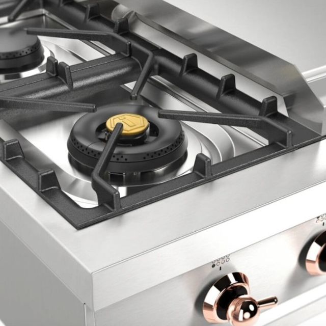 Ilve Nostalgie II 48” Stainless Steel Gas Rangetop with 8 Burners, Griddle and Copper Trim-4