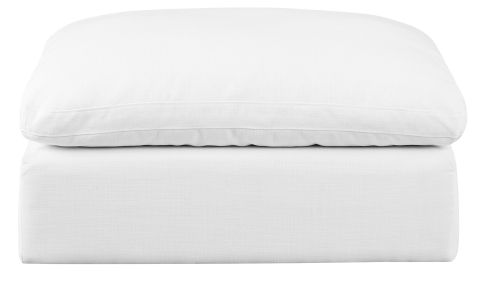 Meridian Furniture Comfy White Linen Textured Ottoman-1