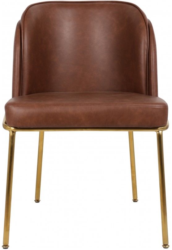 Meridian Furniture Jagger Brown/Gold Vegan Leather Dining Side Chair-2