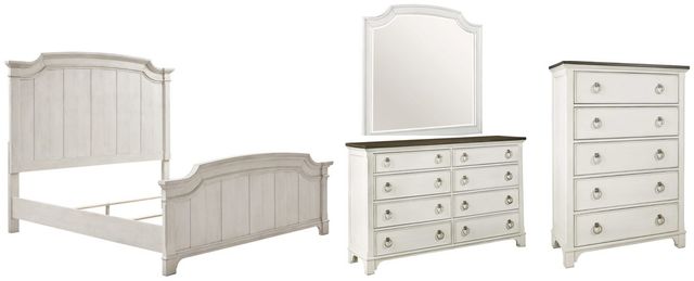 Signature Design by Ashley® Nashbryn 4-Piece Whitewash California King Panel Bed Set-0