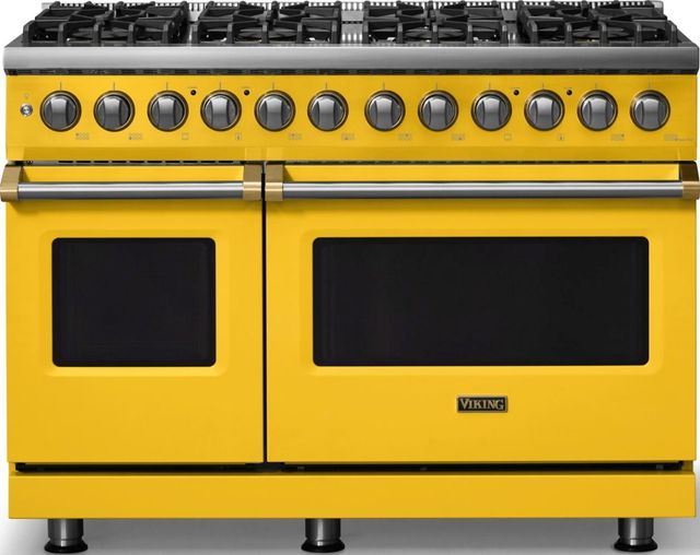 Viking® 5 Series 48" Daffodil Pro Style Dual Fuel (LP) Range with Brushed Brass Trim-0