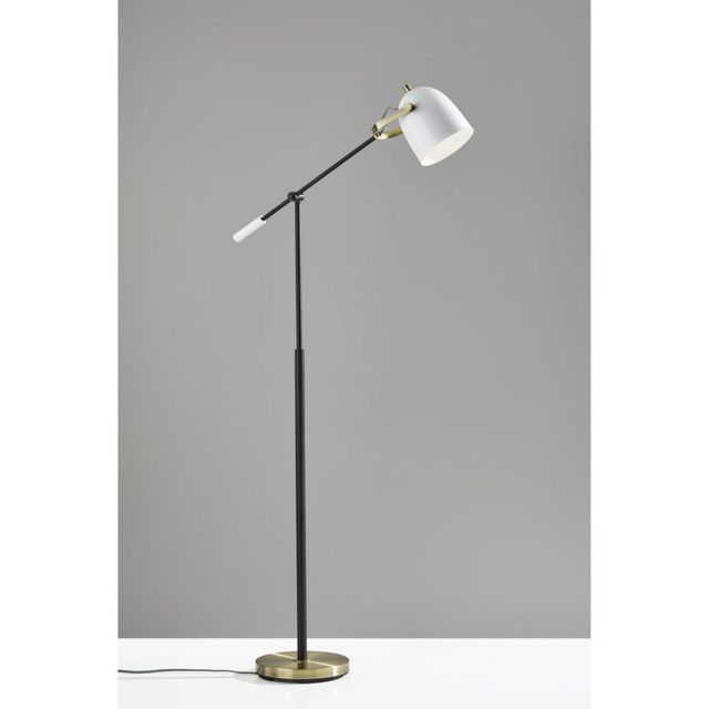Adesso® Casey Black, White/Antique Brass Floor Lamp-1