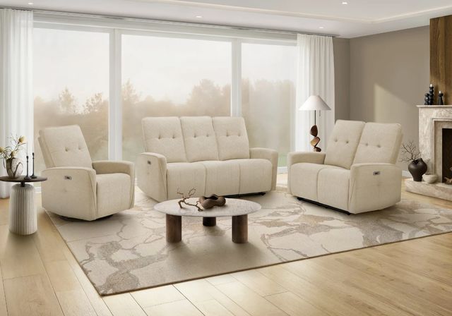 Monarch Specialties Inc. Beige Small Upholstered Power Reclining Chair with USB Ports-2