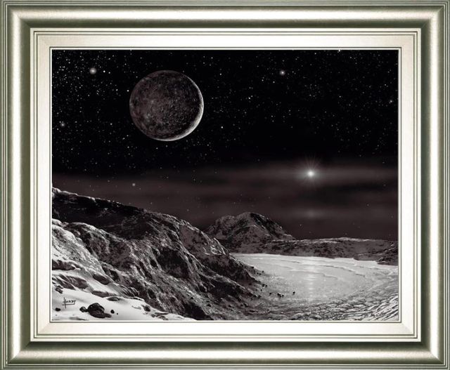 Classy Art Black Pluto and Charon-Noir by David A Hardy Wall Art-0