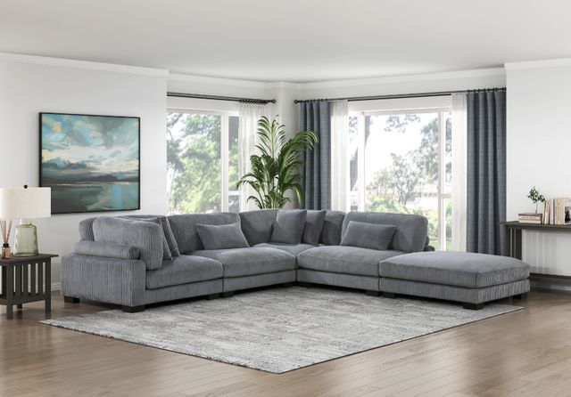 Homelegance® Traverse Gray Ottoman-3