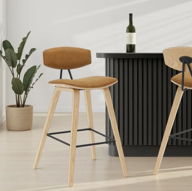 Armen Living Fox Camel/Oak Barstool-1