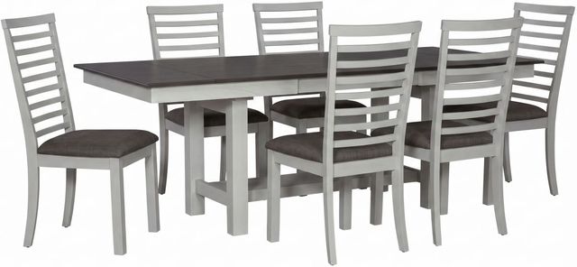Liberty Furniture Brook Bay 7-Piece Carbon Gray/Textured White Trestle Table Set-0