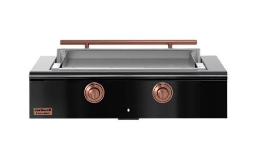 Caliber™ Rockwell Social 42" Gloss Black Built-In Natural Gas Outdoor Griddle with Copper Hardware-0