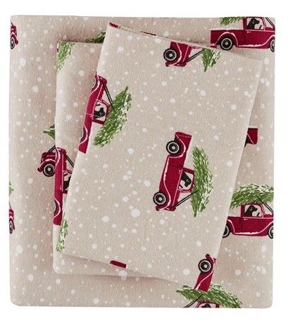 Olliix by Woolrich Flannel Tan Cars Full Cotton Sheet Set-0