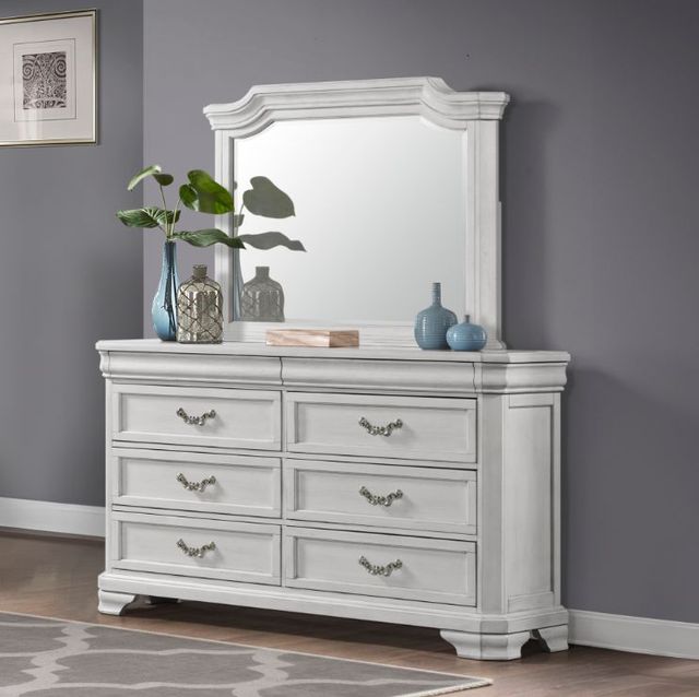 New Classic® Home Furnishings Lyndhurst Vintage White Dresser and Mirror-1