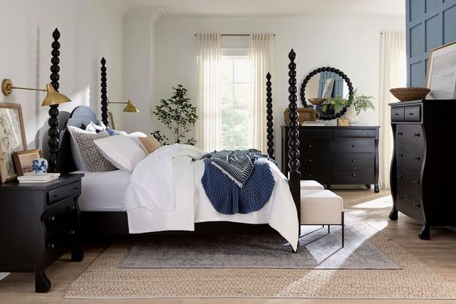 aspenhome® Caroline Soft Black King Poster Bed-1