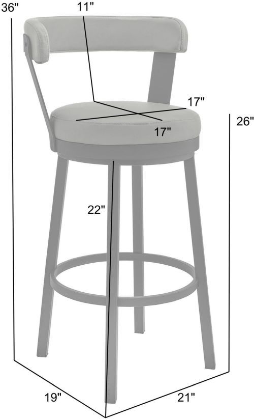Armen Living Bryant Brushed Stainless Steel/White Swivel Counter Stool-2