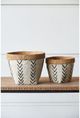 A & B Home 2-Piece Black/Natural/White Cement Planters-1
