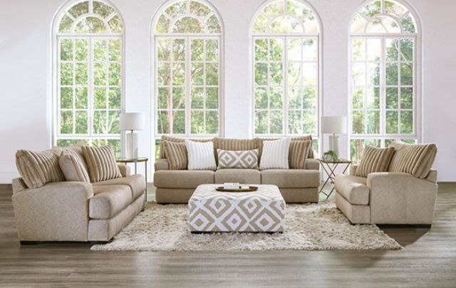 Furniture of America® Loughlin Light Brown Sofa-1