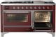 Ilve® Majestic III 60" Burgundy Pro Style Dual Fuel Liquid Propane Range with Triple Glass Door and Chrome Trim-3