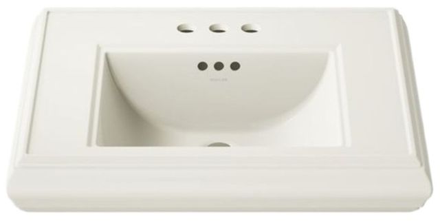 Kohler Memoirs® Biscuit Pedestal/Console Table Bathroom Sink Basin with 4" Centerset Faucet Holes-4