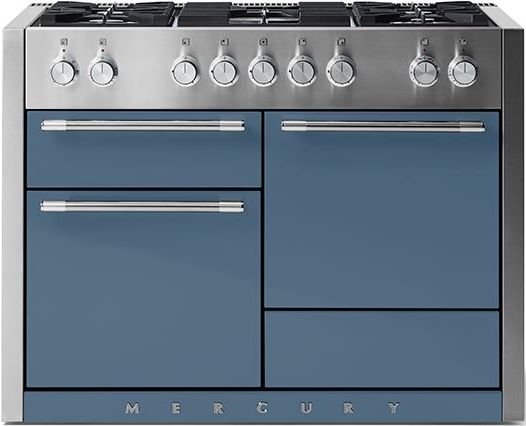 AGA™ Mercury 48" Stainless Steel Pro Style Dual Fuel Range with Stone Blue Door-0