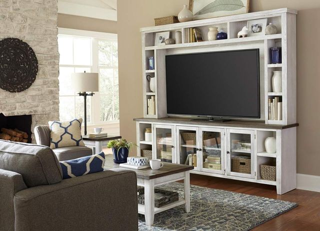 aspenhome® Eastport Drifted White 97" Console and Hutch-1