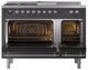 Ilve® Nostalgie II Noblesse 48'' Graphite Matte Pro Style Dual Fuel Range with Chrome Trim-1