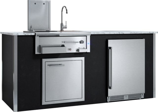 XO Pro-Grade Luxury Designer  83" Black Pre-Assembled Outdoor Kitchen Bar Island-1