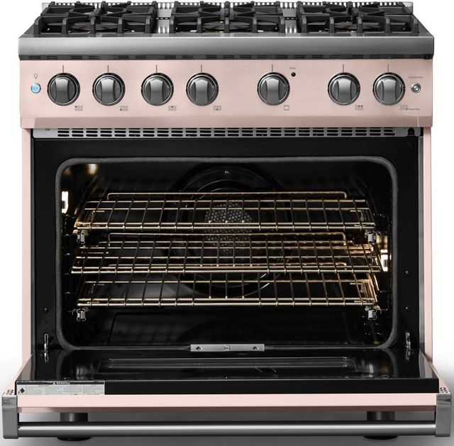 Viking® 5 Series 36" Blush Pro Style Gas (NG) Range with Polished Chrome Trim-1