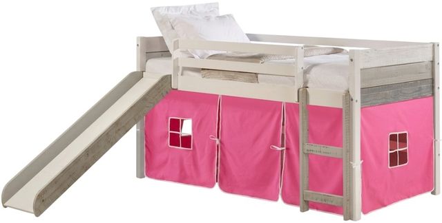 Donco Kids Pink/Gray/White Youth Twin Panel Low Tent Loft-0