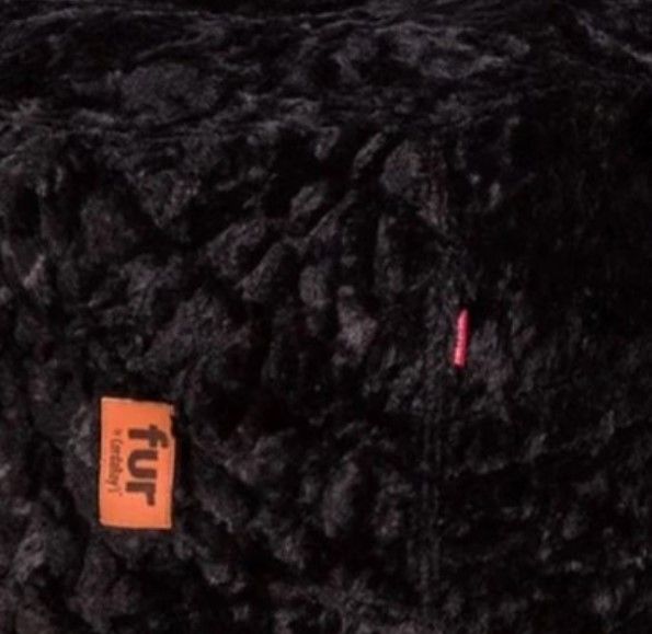 CordaRoy's® Black Faux Fur Pouf Footstool-1