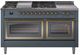 Ilve® Nostalgie II Noblesse 60'' Blue Gray Pro Style Dual Fuel Range with Brass Trim-0