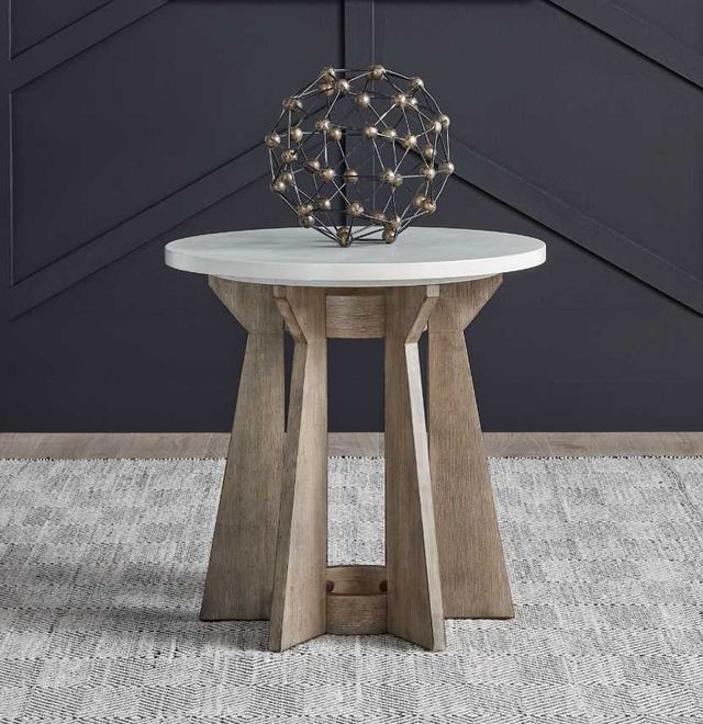 Liberty Furniture Berkley Square Linen Round End Table with Khaki Base-1
