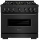 ZLINE 36" 5.2 cu. ft. Dual Fuel Range with 6 Burner DuoPro™ Cooktop and Electric Convection Oven in Black Stainless Steel -0
