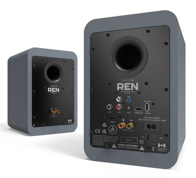 Kanto REN 5.25" Matte Gray Bookshelf Speakers (Pair)-2