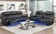 Homelegance® Huron Black Double Power Reclining Loveseat with Center Console-1