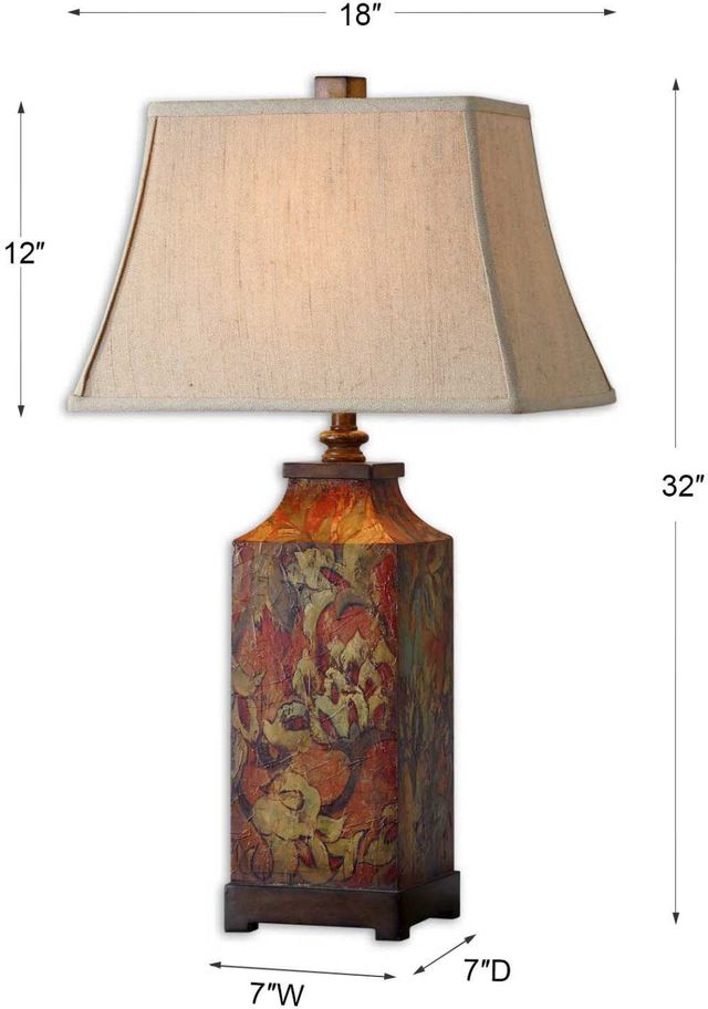 Uttermost® Colorful Flowers Burnished Walnut Table Lamp-2