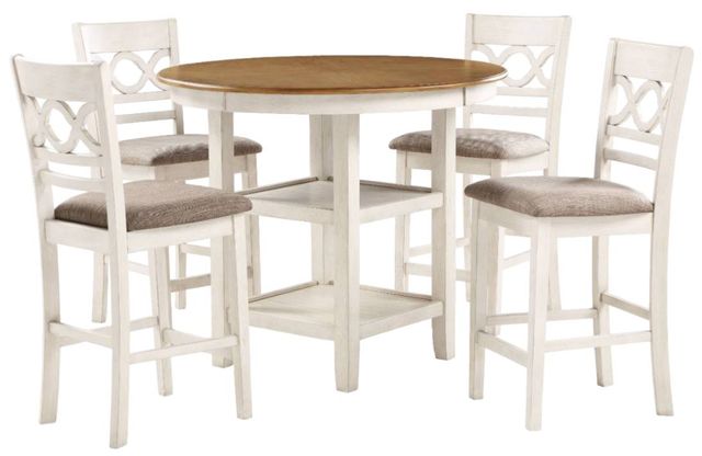 New Classic® Home Furnishings Cori 5-Piece Bisque/Brown Counter Height Dining Set-0