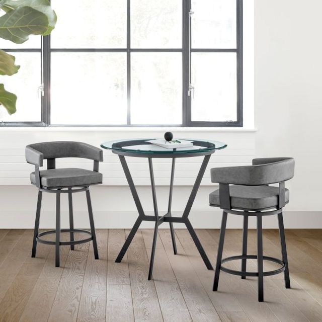 Armen Living Naomi and Lorin 3-Piece Black/Clear/Gray Counter Dining Set-1
