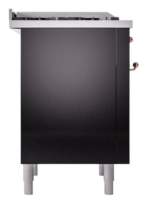 Ilve® Nostalgie II Noblesse 36'' Glossy Black Pro Style Dual Fuel Range with Copper Trim-2