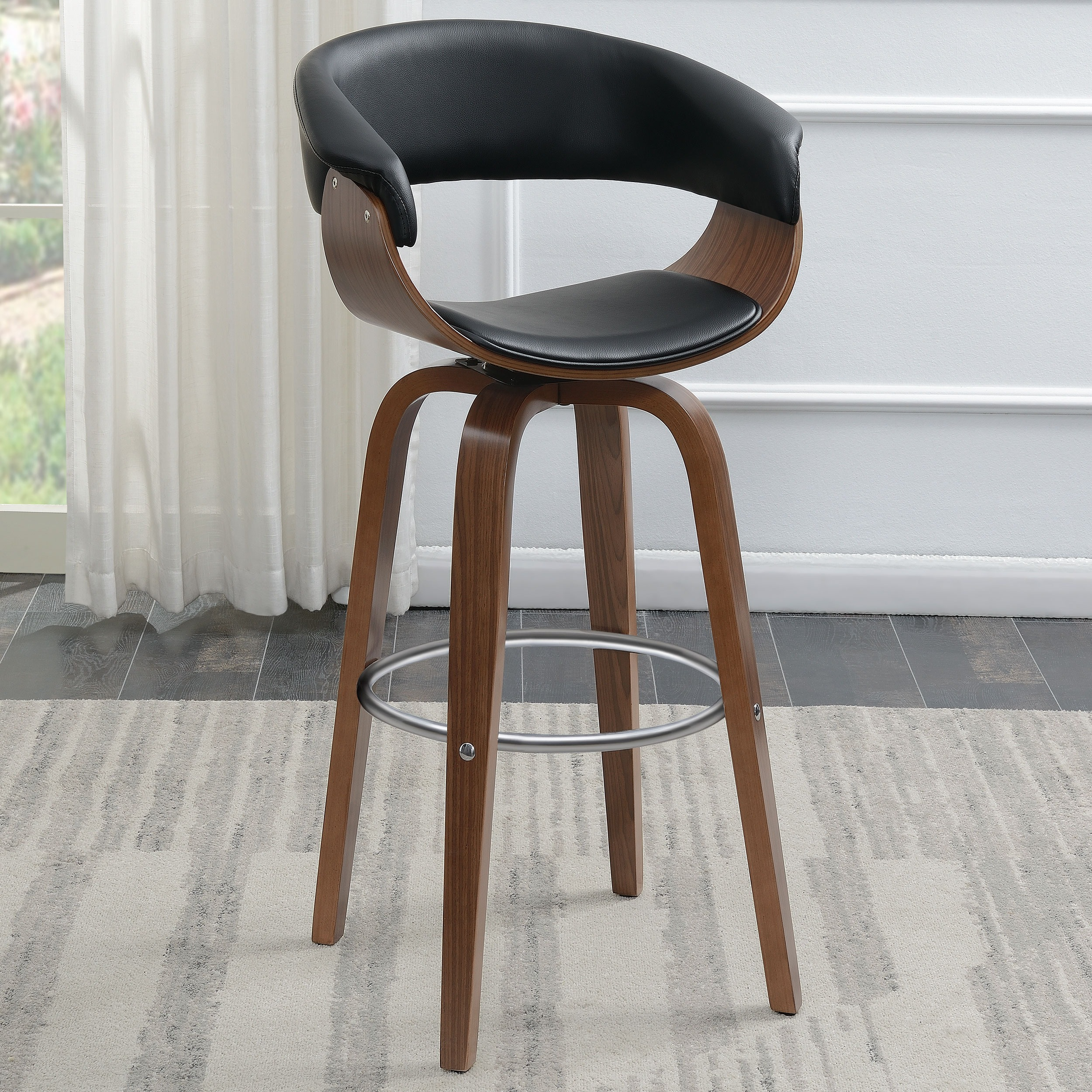 Coaster Zion Black/Walnut Upholstered Bar Stool - Thumbnail 4