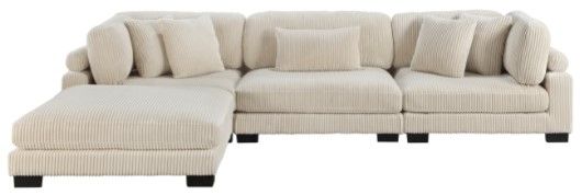 Mazin Furniture Traverse 4-Piece Beige Modular Sectional with Ottoman-1