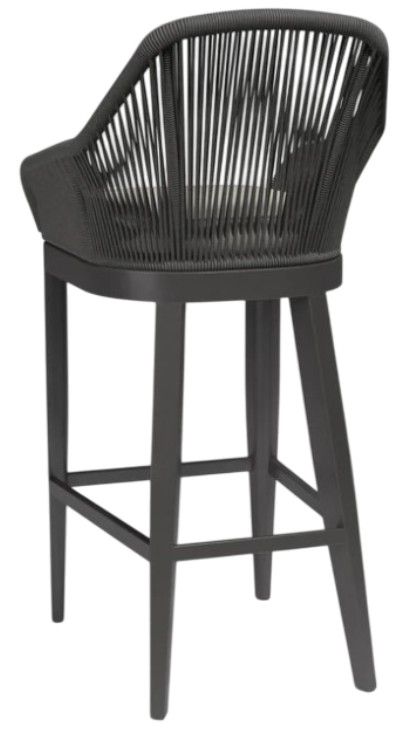 Sunset West Milano Charcoal Gray Aluminum/Olefin Rope Outdoor Bar Stool with Echo Ash Cushion-3