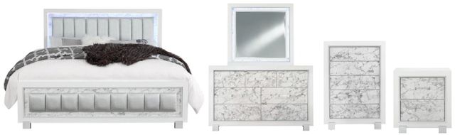 Global Furniture USA Santorini 5-Piece Metallic White Youth Full Bedroom Set-0
